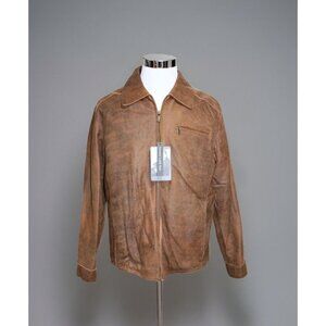 NWT Men M Original Vtg James Dean Leather Jacket Brown Distressed A2 Style Biker
